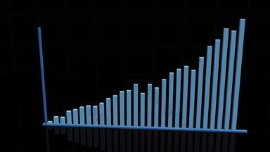 动画提升蓝色的柱状图图表向上光标键统计数据数据报价不断上升的图表相机飞越